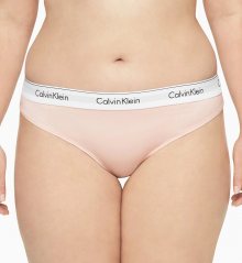 Calvin Klein pudrová tanga Thong Modern Cotton Plus Size s širokou gumou - XL
