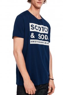 Scotch & Soda tmavě modré pánské tričko Amsterdams Blauw s logem - S