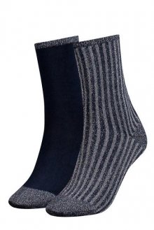 Tommy Hilfiger tmavě modrý 2 pack ponožek Glitter - 39-42