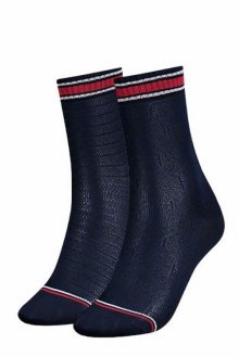 Tommy Hilfiger tmavě modrý 2 pack ponožek TH All Over Socks Midnight Blue - 35-38