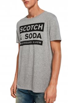 Scotch & Soda šedé pánské tričko Amsterdams Blauw s logem - S