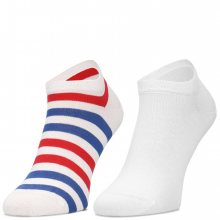 Tommy Hilfiger barevný 2 pack pánských ponožek Duo Stripe Sneaker White/Blue/Red - 39-42