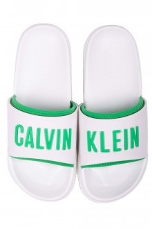 Calvin Klein bílé unisex pantofle Slide White - 35/36
