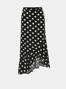 Černá puntíkovaná asymetrická sukně Miss Selfridge