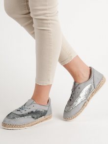 Klasické  polobotky dámské šedo-stříbrné bez podpatku