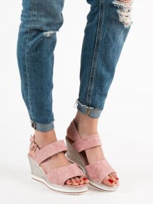 Exkluzívní  sandály růžové dámské na klínku