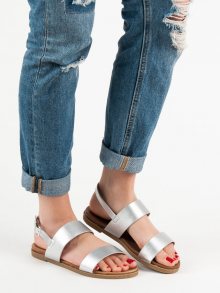 Pohodlné  sandály šedo-stříbrné dámské bez podpatku