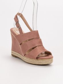 Designové  sandály dámské růžové na klínku