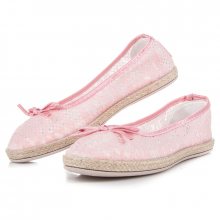 Módní růžové krajkové baleríny