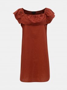 Cihlové šaty s madeirou a odhalenými rameny Dorothy Perkins