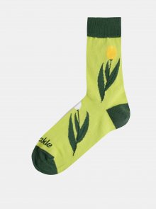 Světle zelené dámské květované ponožky Fusakle Tulipán
