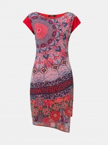Modro-červené vzorované šaty Desigual Japan