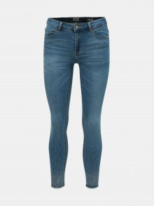 Modré skinny fit džíny s aplikací ONLY Carmen