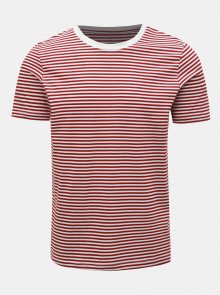 Červeno-bílé pruhované basic tričko Selected Homme Perfect