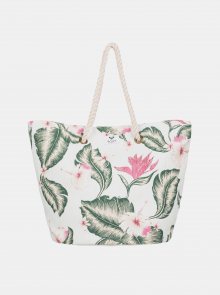 Krémová květovaná plážová taška Roxy Sunseeker