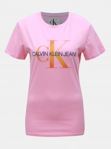 Růžové dámské tričko s potiskem Calvin Klein Jeans