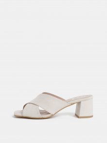Krémové pantofle na podpatku v semišové úpravě OJJU Nantes