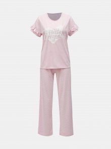 Růžové žíhané dvoudílné pyžamo s potiskem M&Co