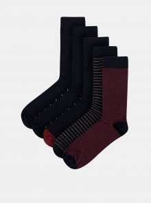 Sada pěti párů pánských ponožek v tmavě modré barvě M&Co