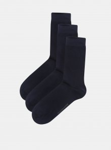 Sada tří párů tmavě modrých ponožek Selected Homme Cotton