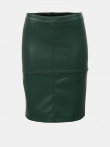 Tmavě zelená koženková sukně VILA Pen New