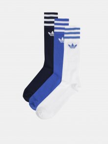 Sada tří párů pánských ponožek v modré a bílé barvě adidas Originals Solid Crew