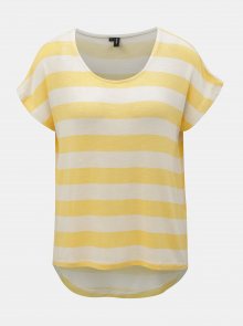 Krémovo-žluté pruhované tričko VERO MODA Wide