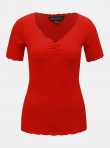 Červené žebrované tričko Dorothy Perkins