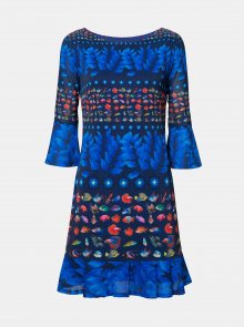 Modré vzorované šaty Desigual Calesi