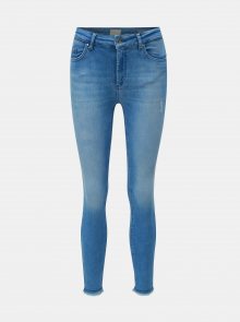 Modré skinny fit džíny s roztřepenými lemy ONLY Blush