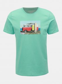 Tyrkysové tričko s potiskem Jack & Jones Hotel