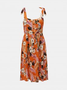Oranžové květované šaty na ramínka Dorothy Perkins Petite