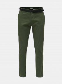 Zelené chino kalhoty s páskem Lindbergh