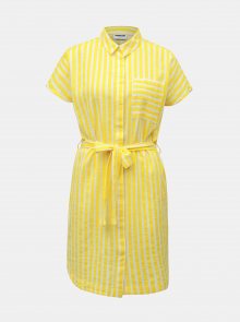 Bílo-žluté pruhované košilové šaty s kapsou Noisy May Mai