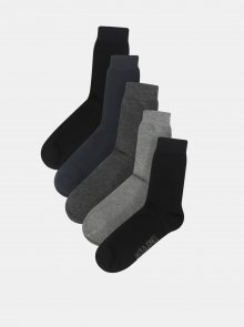Sada pěti párů ponožek v černé a šedé barvě Jack & Jones Jens