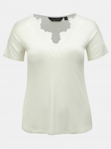 Bílé žebrované tričko s krajkou Dorothy Perkins Curve