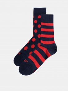 Červeno-modré vzorované ponožky Fusakle Krvavá noc