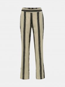 Krémové pruhované kalhoty s příměsí lnu Noisy May Elsie