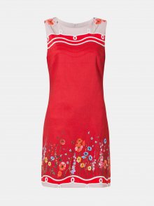 Červené květované lněné šaty Desigual Patrice