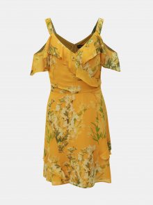 Hořčicové květované šaty s volány Dorothy Perkins