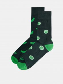 Tmavě zelené vzorované ponožky Fusakle Šalátovka