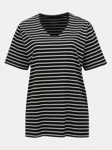 Černé pruhované basic tričko s rozparky Ulla Popken