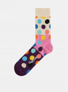 Růžovo-krémové dámské puntíkované ponožky Happy Socks Big Dot