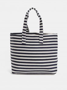 Krémovo-modrá pruhovaná plážová taška Pieces Barbaro
