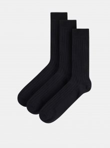 Sada tří párů černých ponožek Selected Homme Pete
