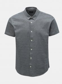 Šedá žíhaná slim fit košile s krátkým rukávem Selected Homme