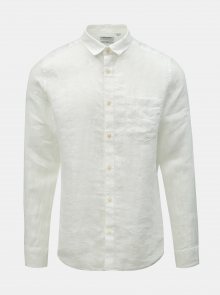 Bílá lněná slim fit košile ONLY & SONS Luke