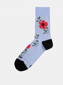 Světle modré dámské květované ponožky Fusakle Šípová ruža