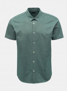 Zelená žíhaná slim fit košile s krátkým rukávem Selected Homme