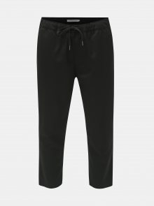 Černé pánské zkrácené kalhoty s příměsí vlny Calvin Klein Jeans